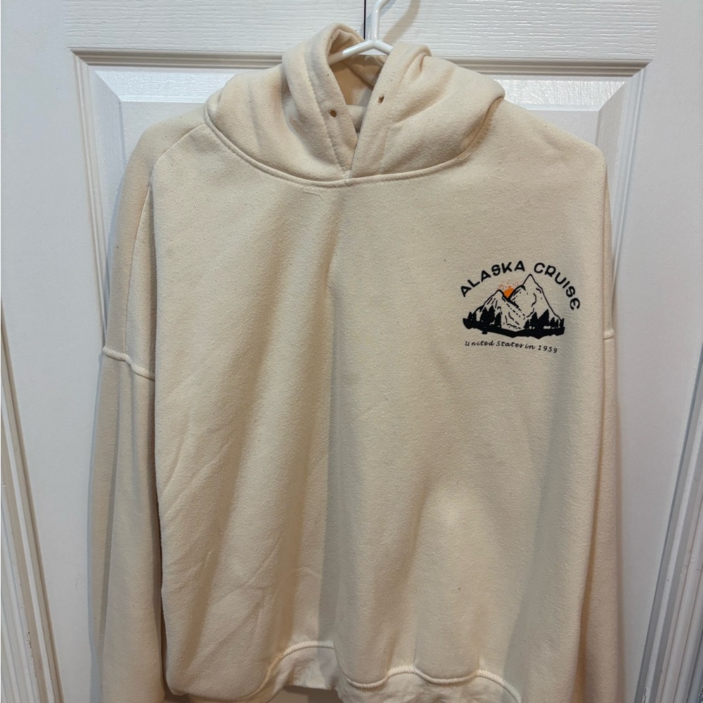 YesStyle Cream Graphic Hoodie - Oversized